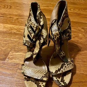 Sigerson Morrison real snake skin sandals with heel; 8 1/2, platform bottom